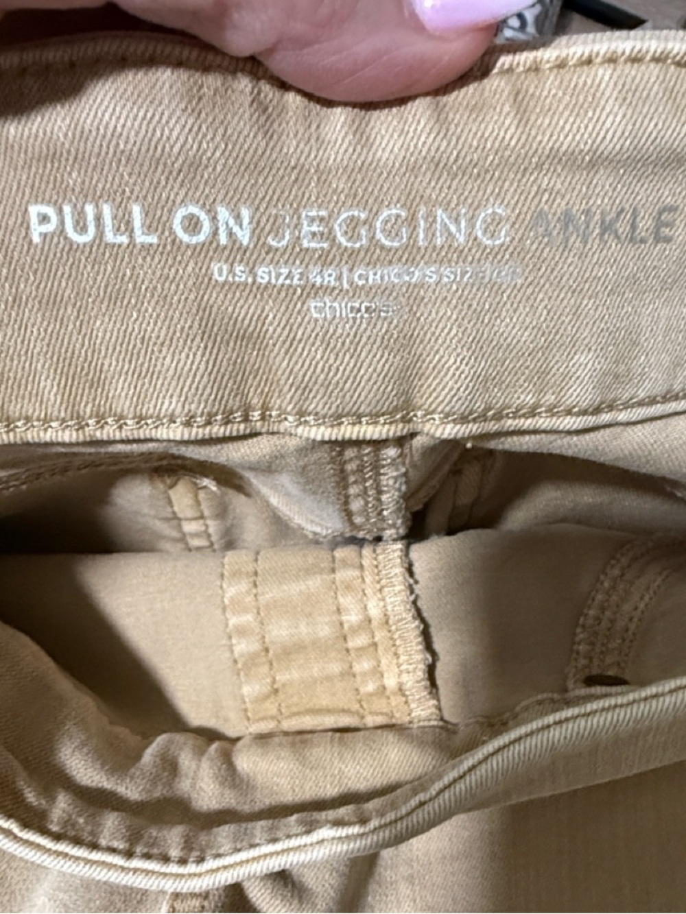 Chicos Beige Slim Ankle Pants with Button Cuff detail - Picture 7 of 8